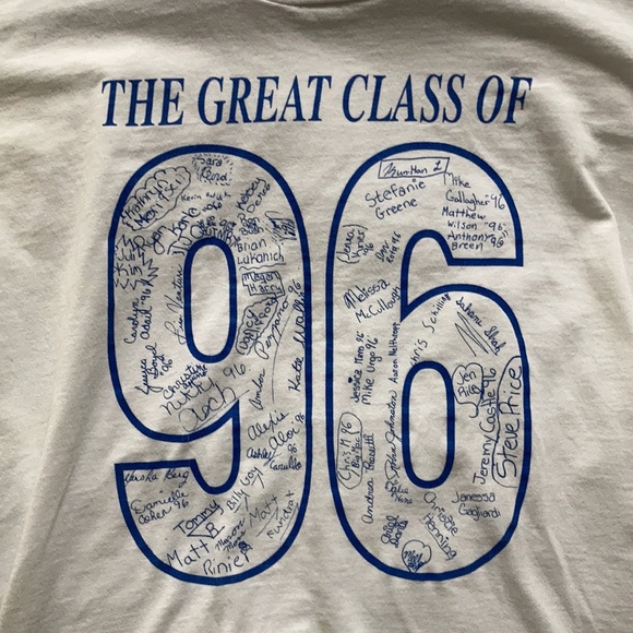Vintage Class of 96 90โs Unisex Graphic Tee White Blue Large - Picture 3 of 8